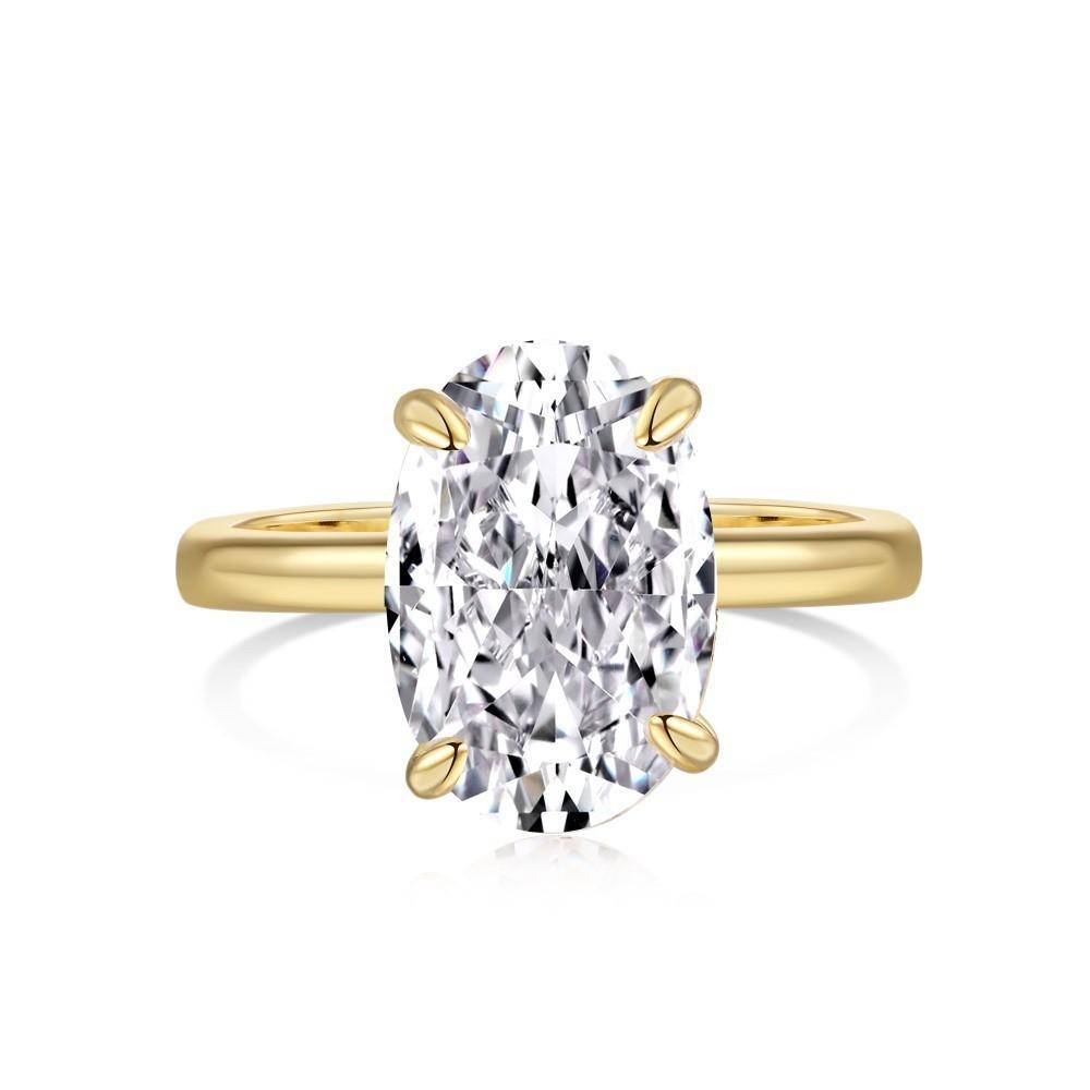 Fashion Elliptical Zirconia Simple and Luxurious Women s Ring Finger Ring 6 золотой