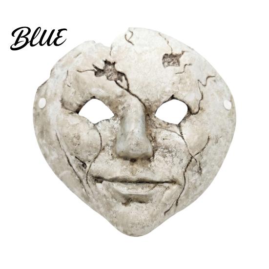 Masque de Fête d'Halloween Effrayant Masque Visage Fissuré Horreur Respirant Léger Mousse Trous pour les Yeux Style Vintage Effrayant avec Sangle Réglable Accessoires,