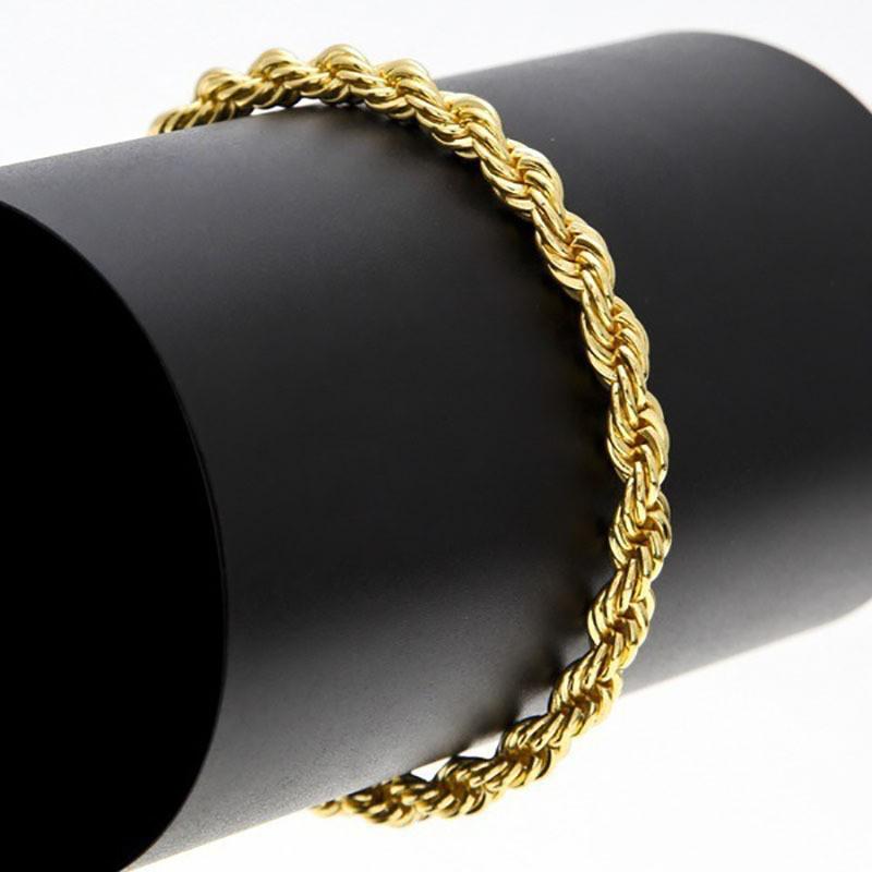 Gold Plated 18K Twisted Chain Necklace & Bracelet Set, 3mm Thick, Simple Couple Style