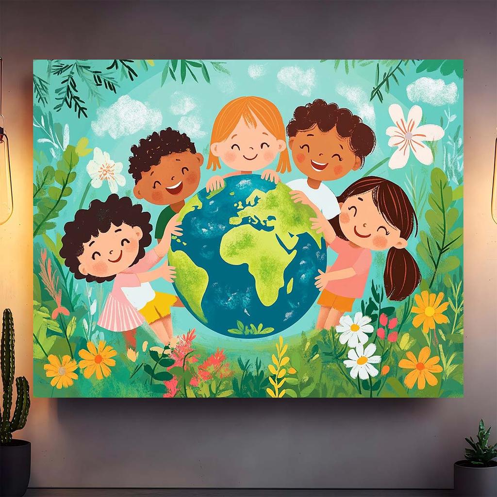 World Unity Flag Earth&Flower Design Indoor and Outdoor Parties Birthdays Festivals First Communion