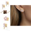 Elegant Alloy Flower Stud Earrings With Colorful Gemstones For Women