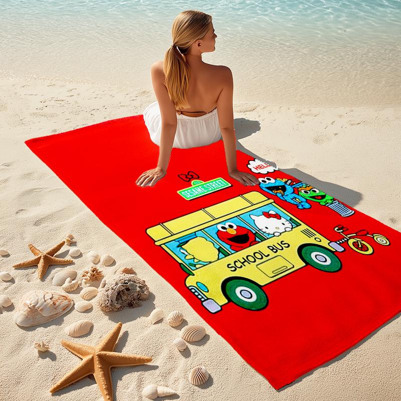 Sesame Street Beach Towel Outdoor Camping Beach Towel for Vacation Swim Outdoor Pool Absorbent Bath Towel