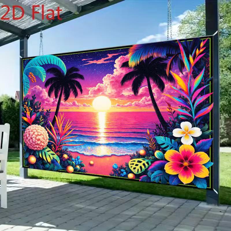 2D Hawaiian Palm Tree Ocean Backdrop for Kids & Adults Party Decor