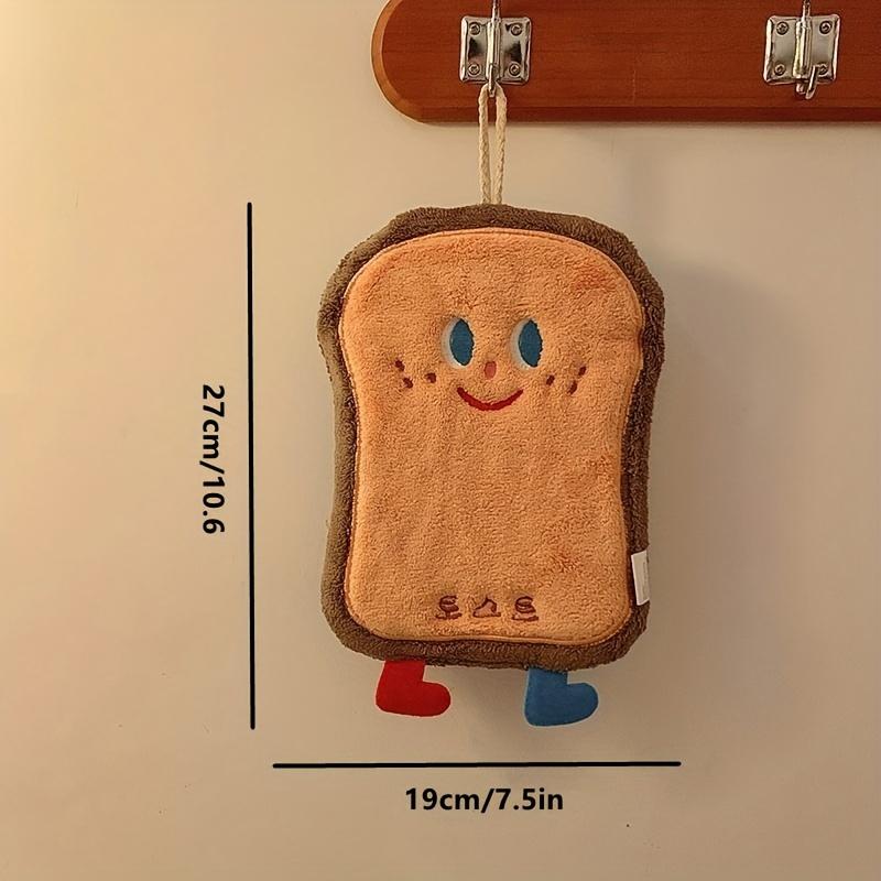 

4pcs Cute Cartoon Bread-Shaped Coral Fleece Hand Towels Quick-Dry Soft Absorbent with Hanging Loop Design for Youngsters Bathroom Kitchen 4pcs