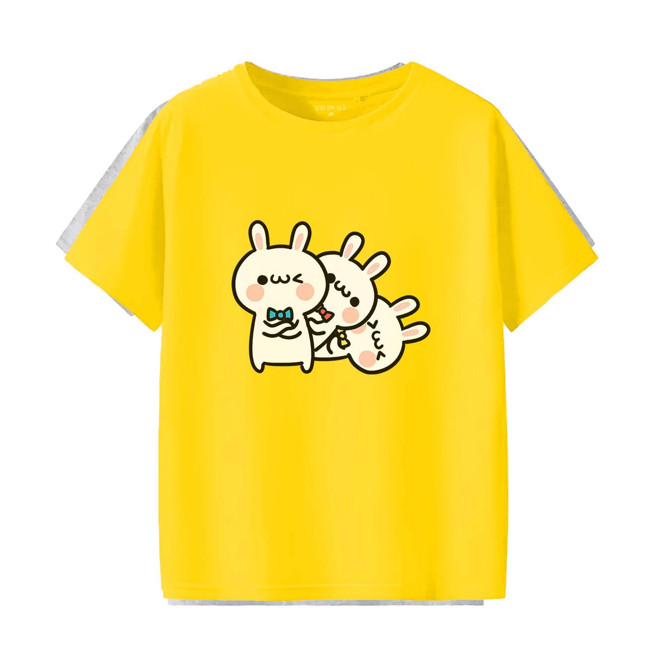 Cute rabbit cartoon printed fashionable and versatile short sleeved round neck Womens Tshirt S