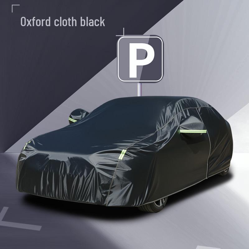 All-Season Universal Car Cover: Rainproof, Windproof, Dustproof, and UV Protective Oxford Cloth Black
