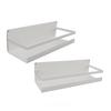 2PCS Wall Mount Storage Shelf with Hooks Magnetic Suction Floating Organizer for Bathroom Washstand White