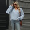 Autumn and Winter V-neck Loose Casual Long Sleeved T-shirt Women Fashion Elegant Simple New Solid Color Top Office Shirt Women's Clothing