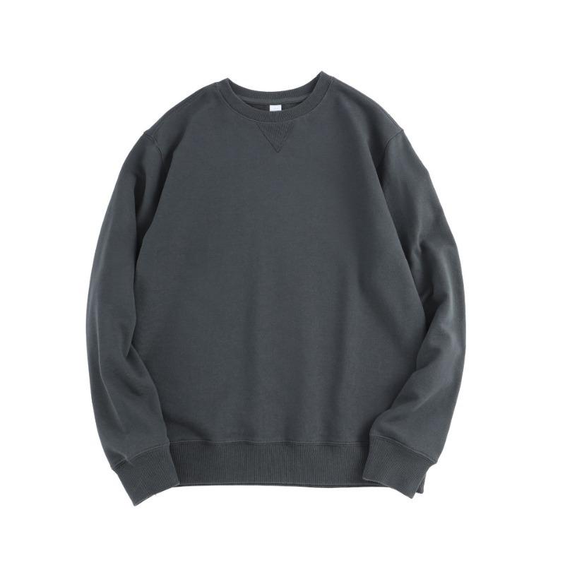 Mens Thickened Heavyweight Crew Neck Long Sleeve Pullover Casual Sweatshirt S серый