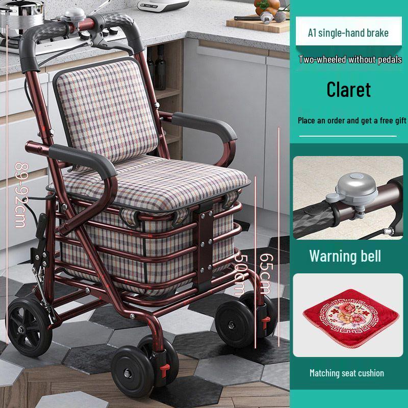 Leide Zhu Foldable Mobility Handcart: Sit & Push Shopping Trolley for Elderly