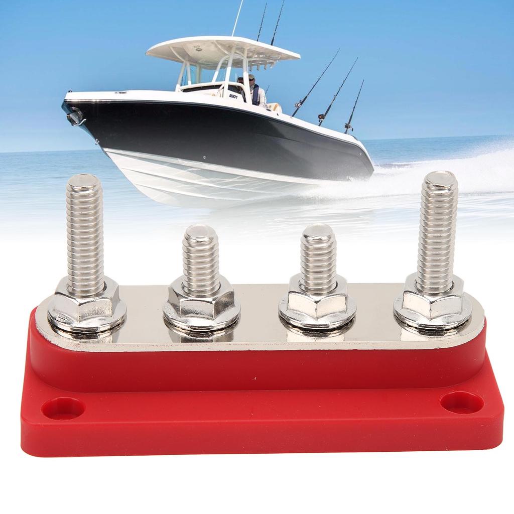 4 Studs Power Distribution Block 12‑48V 150A Brass Nickel Plated for Cars Trucks RVs Marine Boats