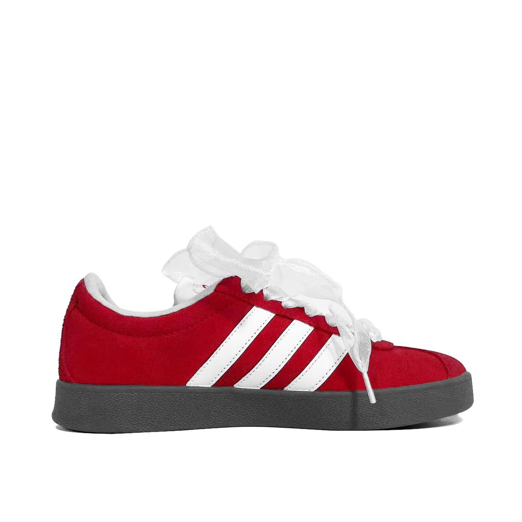 adidas VL COURT 2.0 Fiery Star Veil Coverage Quick Dry Lightweight Low Top Skateboard Shoes Unisex Red White HQ1802(Team847-)