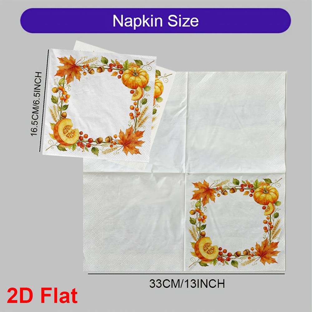 20pcs Disposable Napkins with Pumpkin, Maple Leaves Pattern Print for Wedding,Parties,and Daily Use for Thanksgiving Fall Christmas Table Decoration
