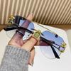 Vintage Rimless Men Women Trendy Gradient Shades Double Bridge UV400 Eyewear