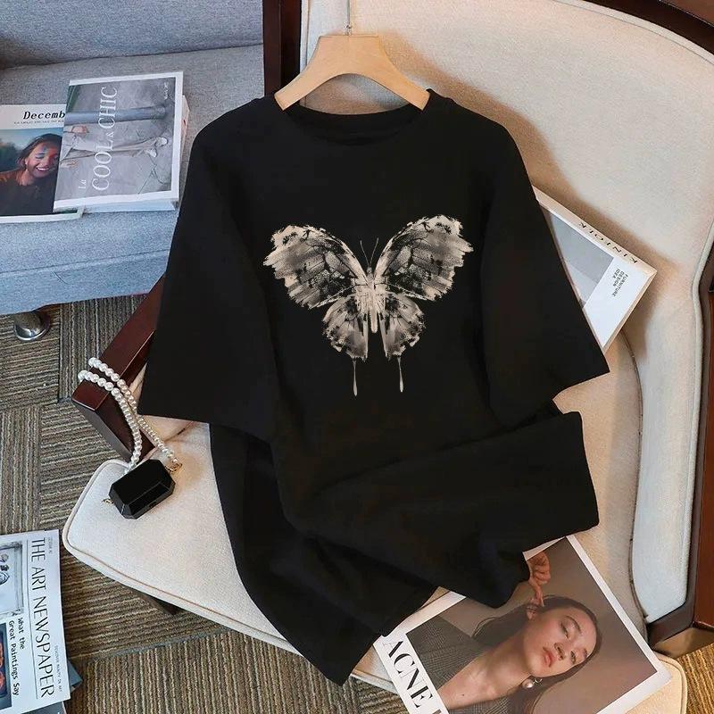 Tricou cu mânecă scurtă din bumbac pur, alb, pentru femei, de vară, nou, de dimensiuni mari, design lejer, imprimat, subțire, cu mânecă jumătate