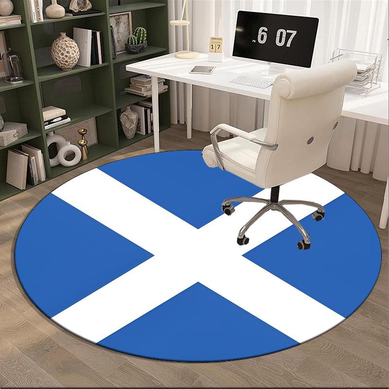 Scottish Flag Design Round Rug for Livingroom,Bedroom, Palyroom, Chair Rug, Area Rug, Circle Carpet, Fan Christmas Gift