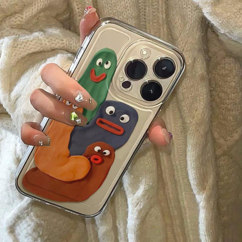 Muddy Funny Expression phone case For IPhone 16 PRO 15 14 13 12 11 Promax 16E 7 8 X XR 8plus Transparent Soft Shell