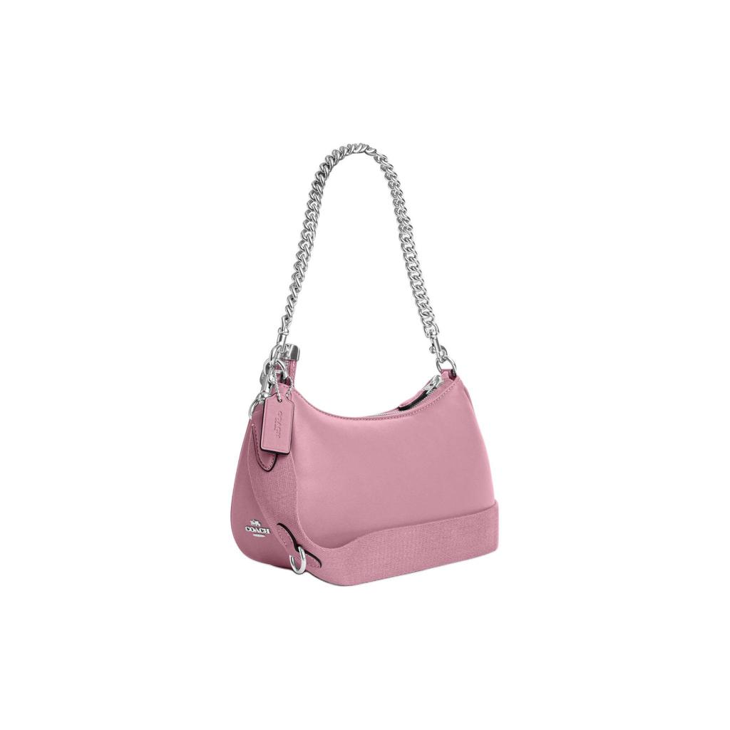 Coach Teri 24 Solid Color Large Logo Quilted Multi-Functional Pocket Zipper Closure Leather Tote Bag Women Tote Bag Silver Pink CJ608-SVQU