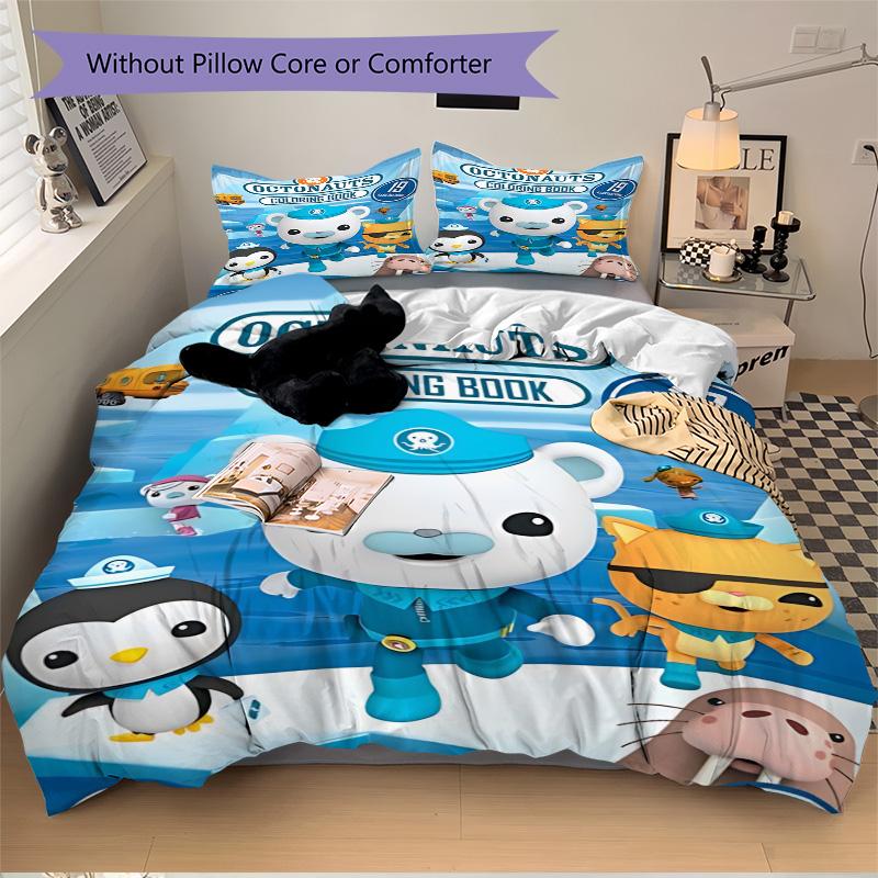Octonauts Abenteuer Quest Druck 3-teiliges Bettwäsche-Set Bettbezug mit 2 Kissenbezügen Zuhause Geburtstagsgeschenk