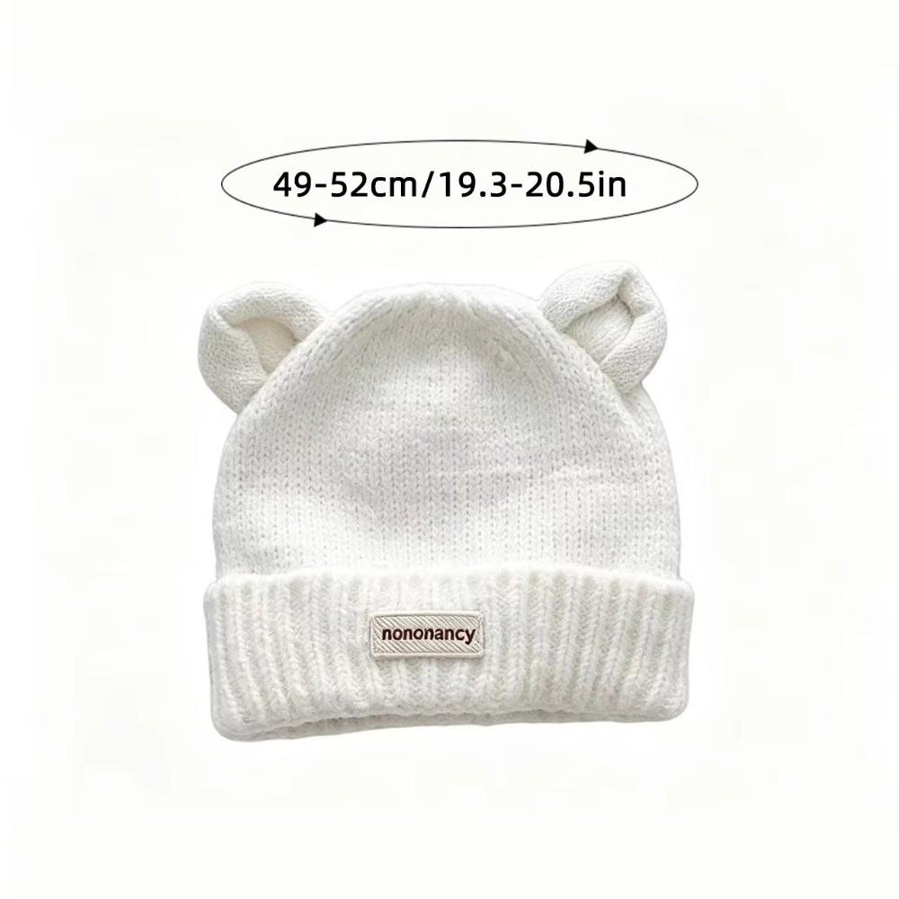Warm Lining Bear Ear Baby Hat Solid Color Kids Winter Hat Cute Cartoon Baby Cap Winter