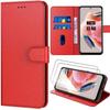 Protective Case for Xiaomi Redmi Note 12 - e.F.Connection - Red - Elegant Leather Effect - Tempered Glass