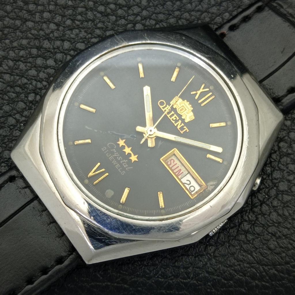 VINTAGE ORIENT CRYSTAL AUTOMATIC 46943 JAPAN MENS ORIGINAL DIAL WATCH A701896-5 R207-a701896