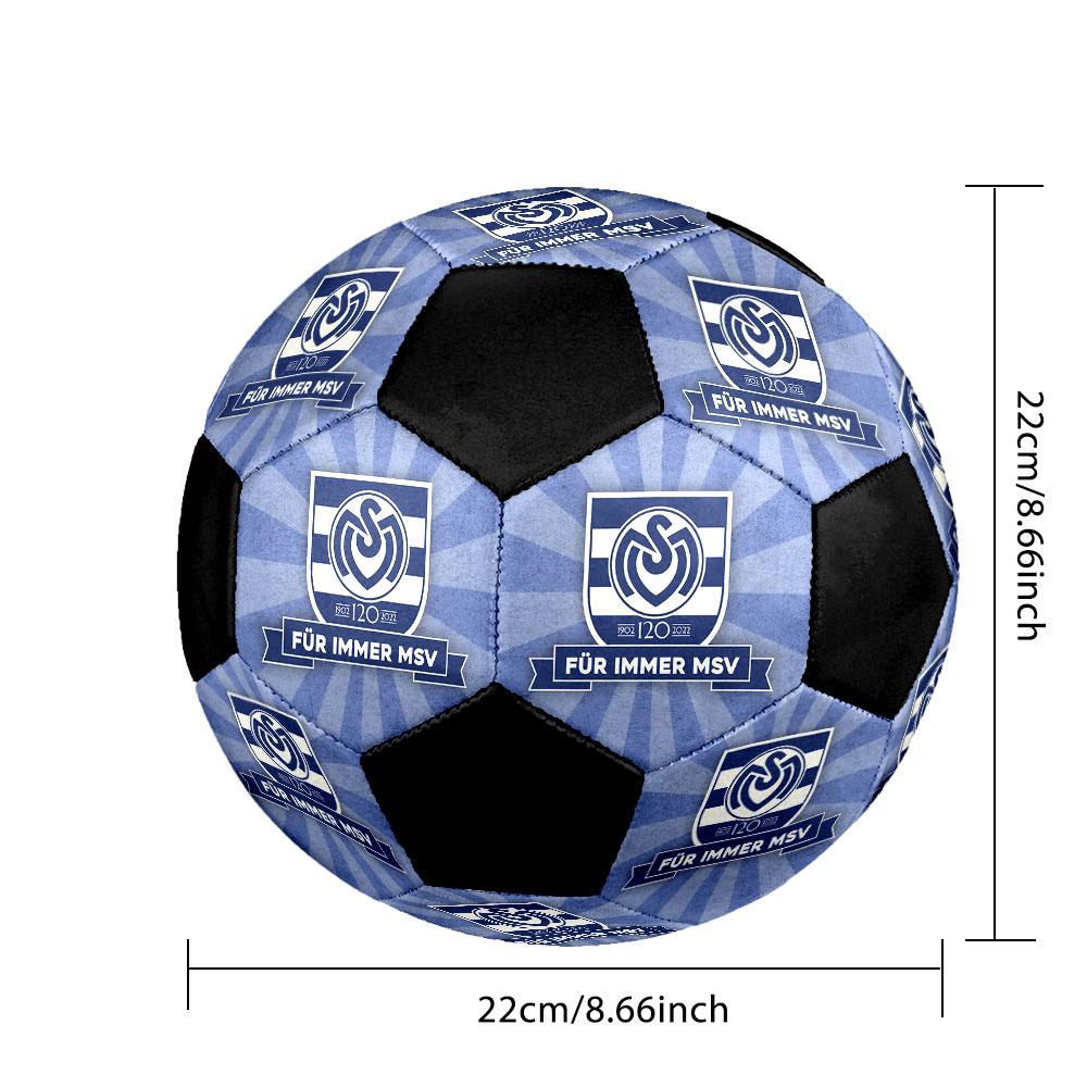 Pallone da Calcio MSV Duisburg Misura 5 Colorato Cucito a Macchina PVC Pronto per la Competizione Resistente Ad Alto Rimbalzo