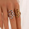 INS Style Hollow Geometric Water Drop Stainless Steel Ring with 18K Gold Vacuum Plating