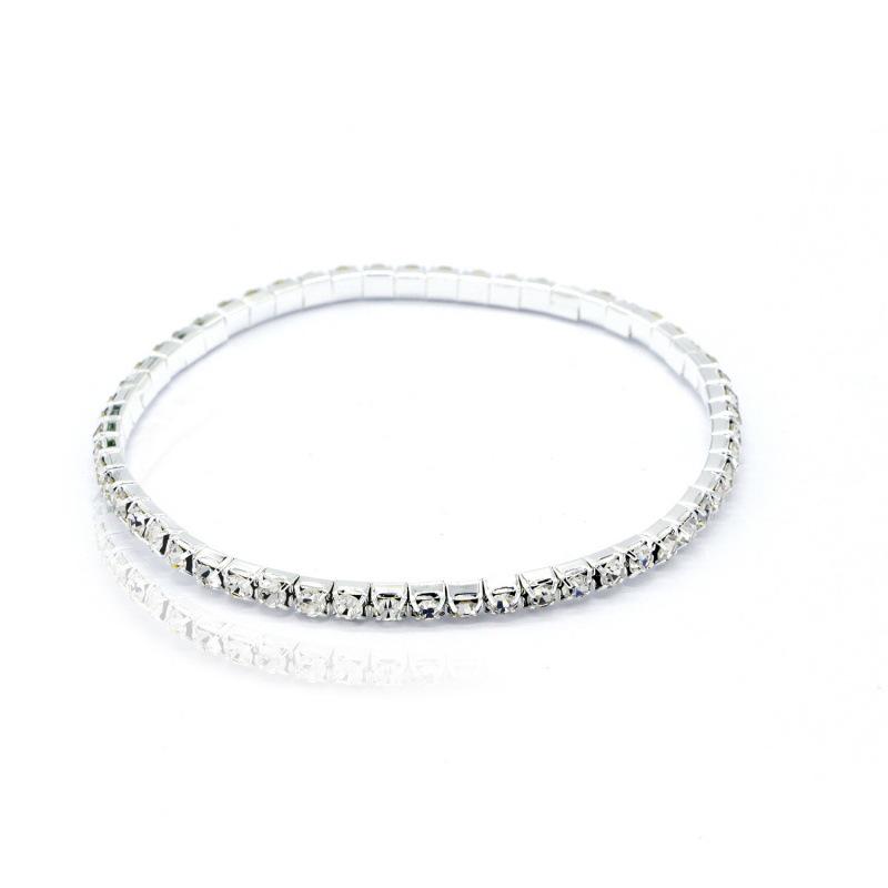 Elegant Full Diamond Bracelet: Ultra Shiny, Elastic Anklet/Bracelet - 1-5 Row Options for Birthdays, Weddings, and Parties