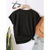 Women Heart Letter Print T-Shirt Round Neck Loose Fit Short Sleeve Spring Summer Casual Top