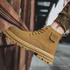 Leather Shoes High Boots Winter Sport Shoes for Men Safety Shoes Round Toe Non-slip Shoes Casual Sneaker Height Increasing
