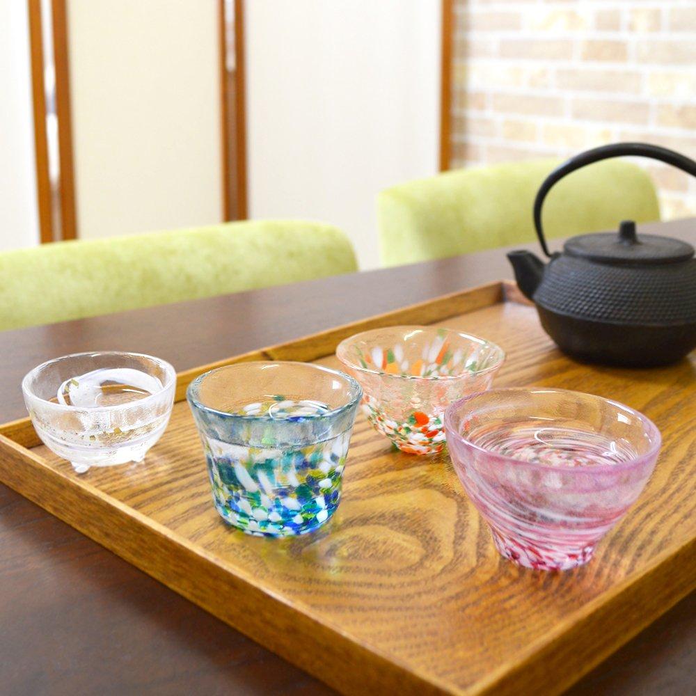 ADERIA Tsugaru Vidro Four Seasons Sake Ochoko Ajándék Speciális Fa Sake Sake Cold Sake Sake Stílusos Tisztelet a hatvanadik FS71545 szett, doboz,