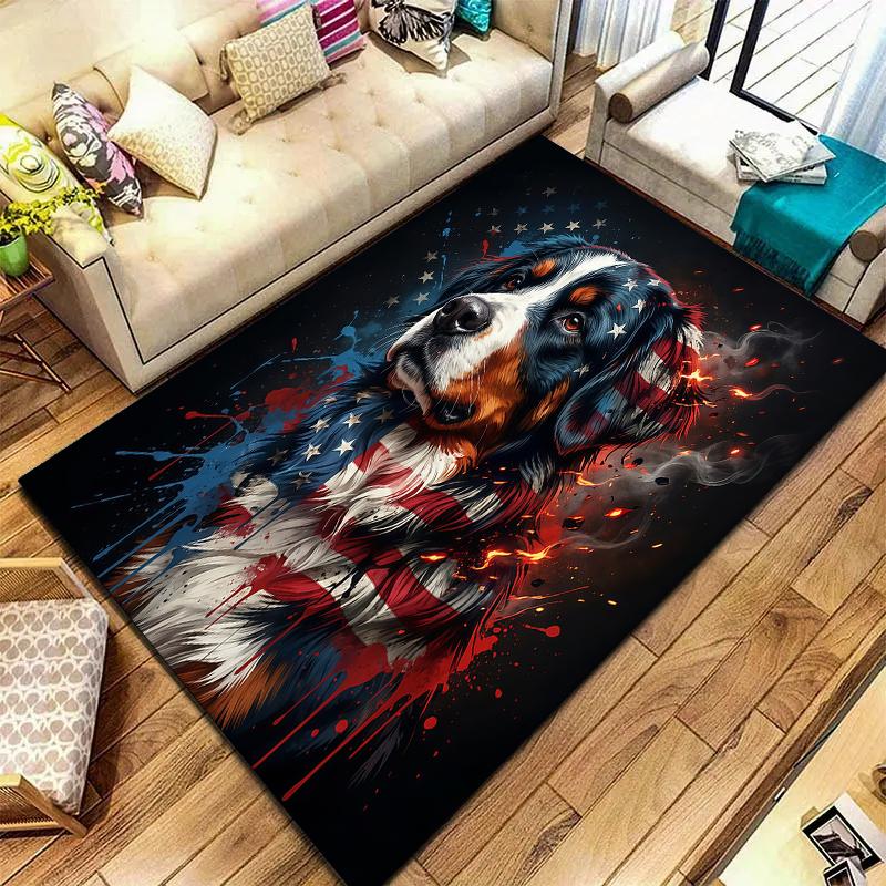 American flag  animals Pattern Square Carpet,Area Rug,Carpet Rug for Living Room Bedroom Sofa Playroom Decor,Non-slip Floor Mat,Holiday Birthday Gifts