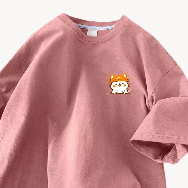 Baumwolle Design Sinn Druck Kurzarm T-Shirt Damen Sommer 2025 Neue Lockere Halbarm Tops