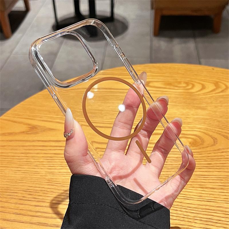 Ultradünnes Transparentes PC für IPhone17ProMax Feiner Kreis Magnetische Handyhülle für Apple 16 Premium Schutzhülle