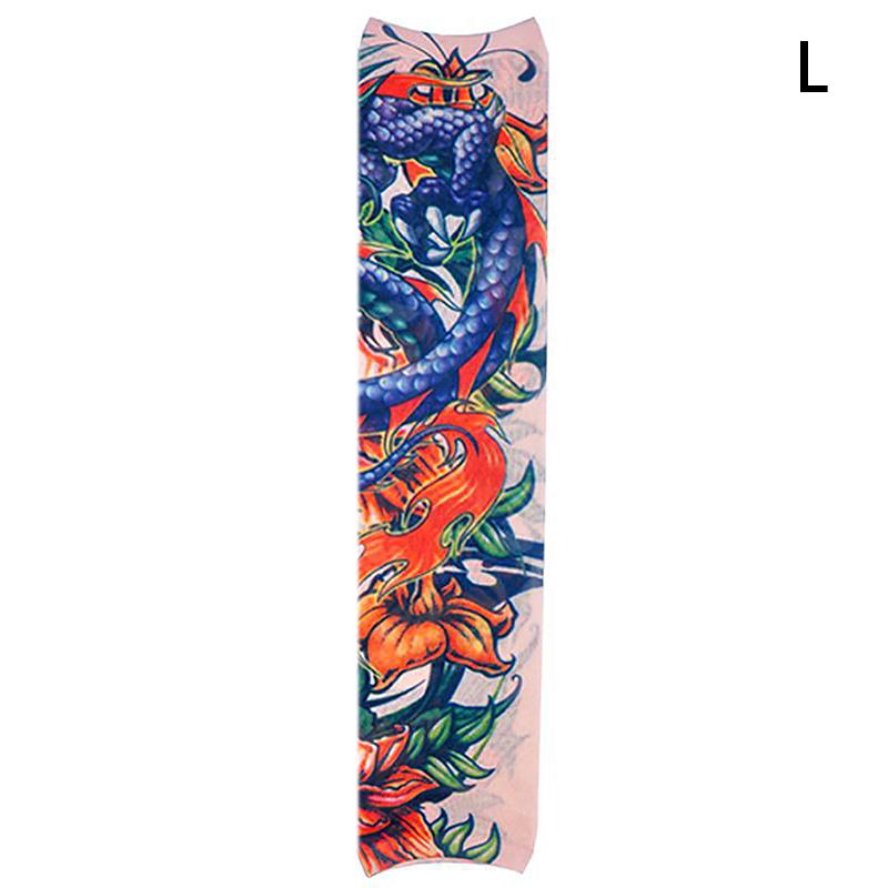 Long Fake Summer Tattoo Sleeves Sun Protection Cover Outdoor Gloves Driving Ice Silk Arm Sleeves