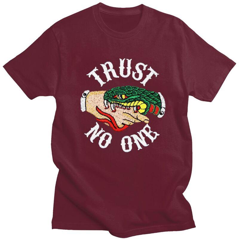 Custom Trust No One T Shirts for Men 100 Cotton Tees Tshirts ShortSleeve Fashion Tshirt