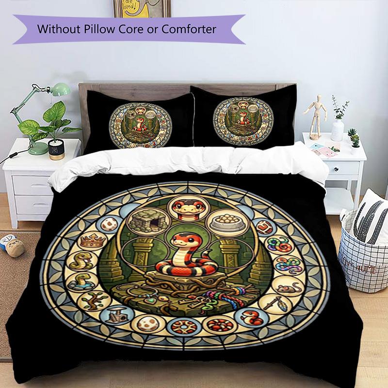 Snake Symbolism Mandala Pattern Bedding,Quilt Set Quilt Cover Pillowcase Home Birthday Gift (1*duvet Cover+2*pillowcase,without Core)