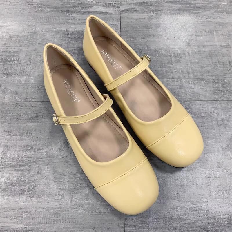 Fashion 2025 Flat Shoes Women's Spring Autumn New Vintage Mary Jane Shoes Women's Shallow Square Toe Large Size Women's Shoes 41-43