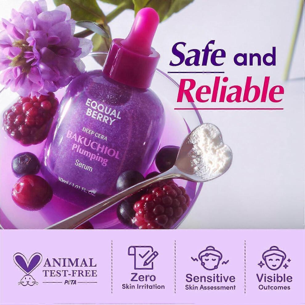 EQQUALBERRY Bakuchiol Straffendes Serum mit Peptiden, Verkleinert Poren & Fältchen, Anti-Aging 30ml-5Stk