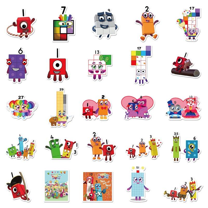 Stickers Numberblocks 50pcs Waterproof Adhesive Reusable Decoration For Cases