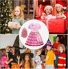 Girls' 4-piece Costume Set, Pink Dress With Pink Wig, Hall