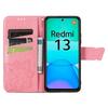 For Xiaomi Redmi 13 5G/13 4G Case Stand PU Leather Phone Cover Butterfly and Flower Imprinted