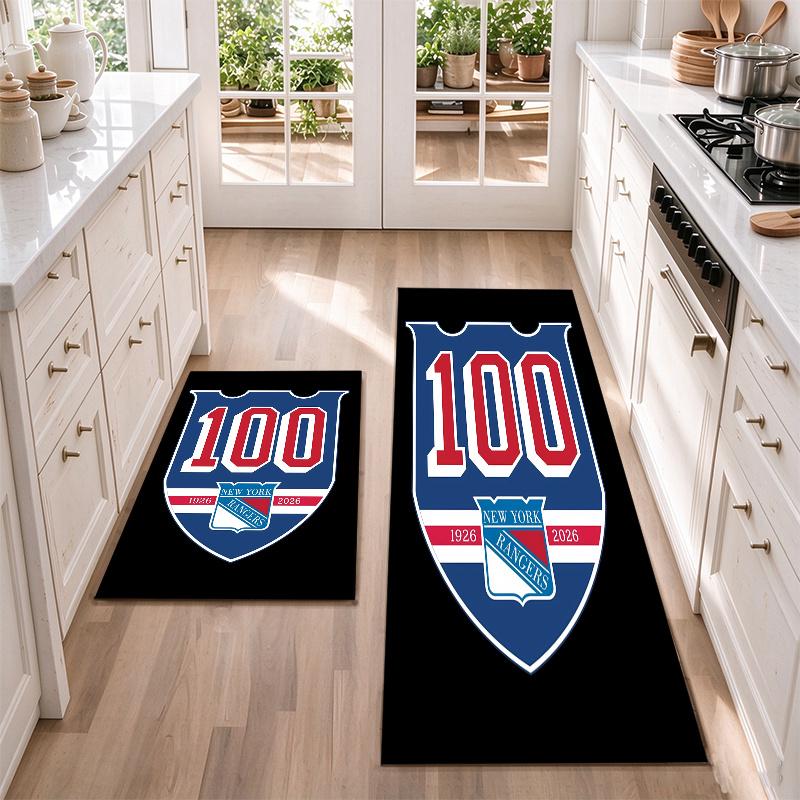 New York Rangers Flannel Kitchen Floor Mat – Non-Slip, Absorbent and Easy to Clean Suitable for Kitchens, Entryways Bedroomsand Bathrooms