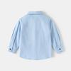Boys Long Sleeve Shirt School Style Button Down Collared Top Loose Fit Fashion Casual Clothing for Toddler and Kids