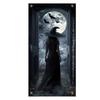Halloween Horror Door Banner Long Haired Skeleton Ghost Haunted House Entrance Decor Spooky Theme Party  Courtyard Ornament