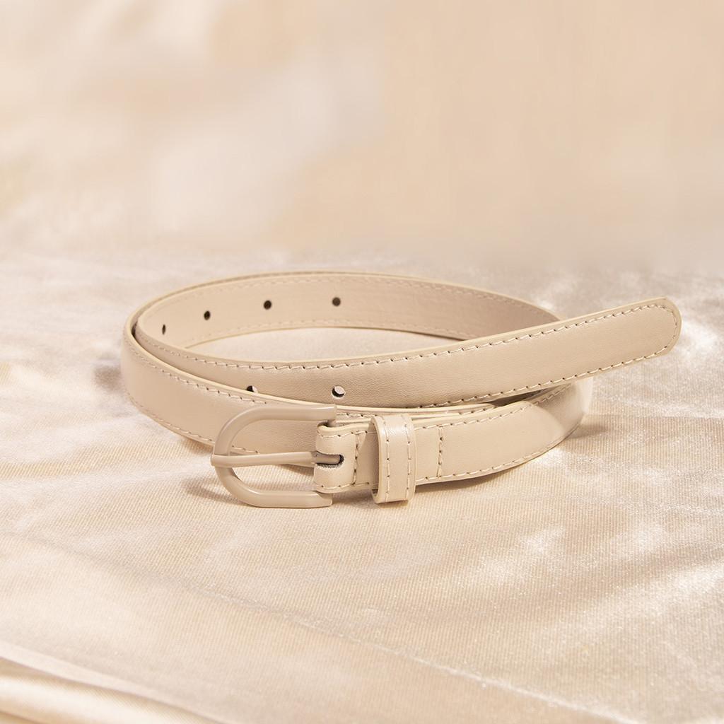 Womens Faux Leather Belt With Geometric Alloy Buckle For Daily Casual Use