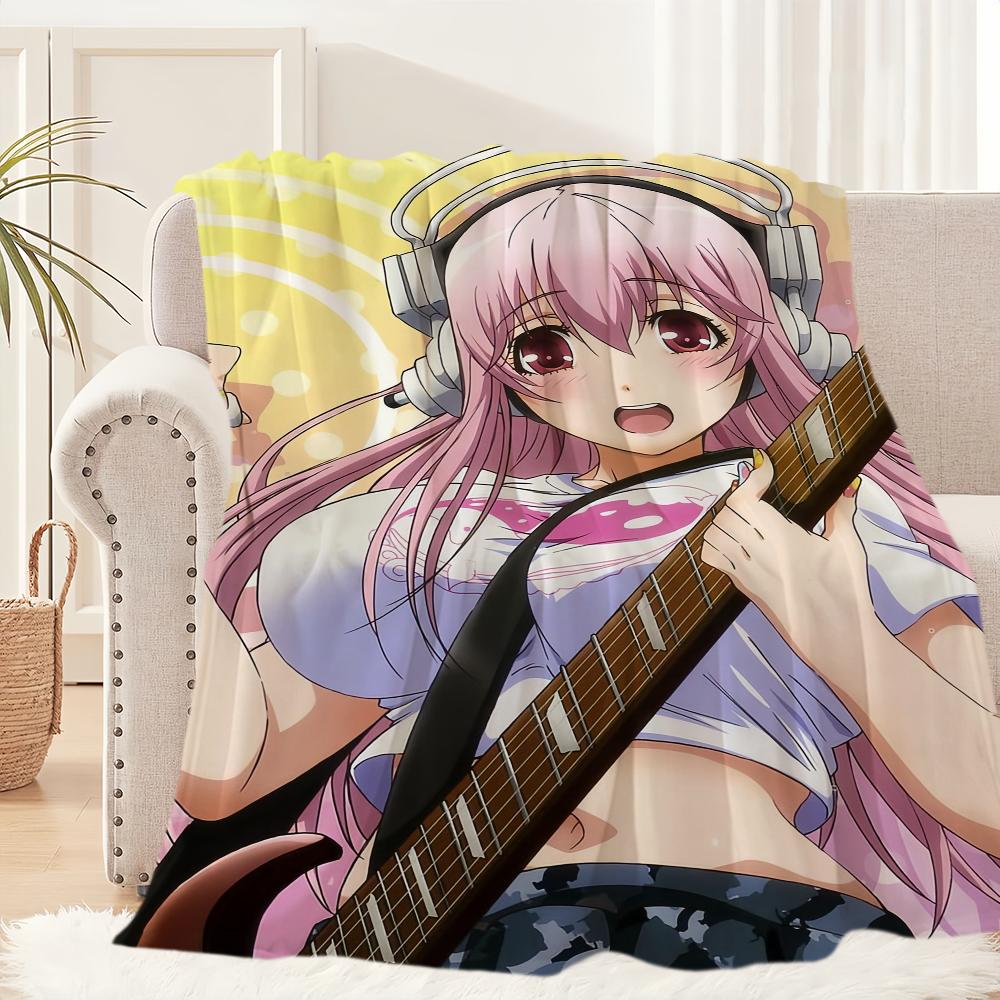 Cute Anime Super S-Sonico Girl Blanket Plush Nap Sofa Rug for Living Room Warm Office Bedroom Birthday Home Travel Kid Gifts