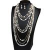Elegant Multilayer Pearls Necklace and Earrings Set for Women Featuring Handmade Beading and Fashionable Designs