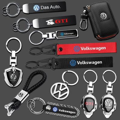 Bil Metall Nyckelring Nyckelringar Läder Nyckelfodral Flätat Rep ventilskydd för VW R Golf Bora MK Beetle GTD GTI Passat Polo wszcr54